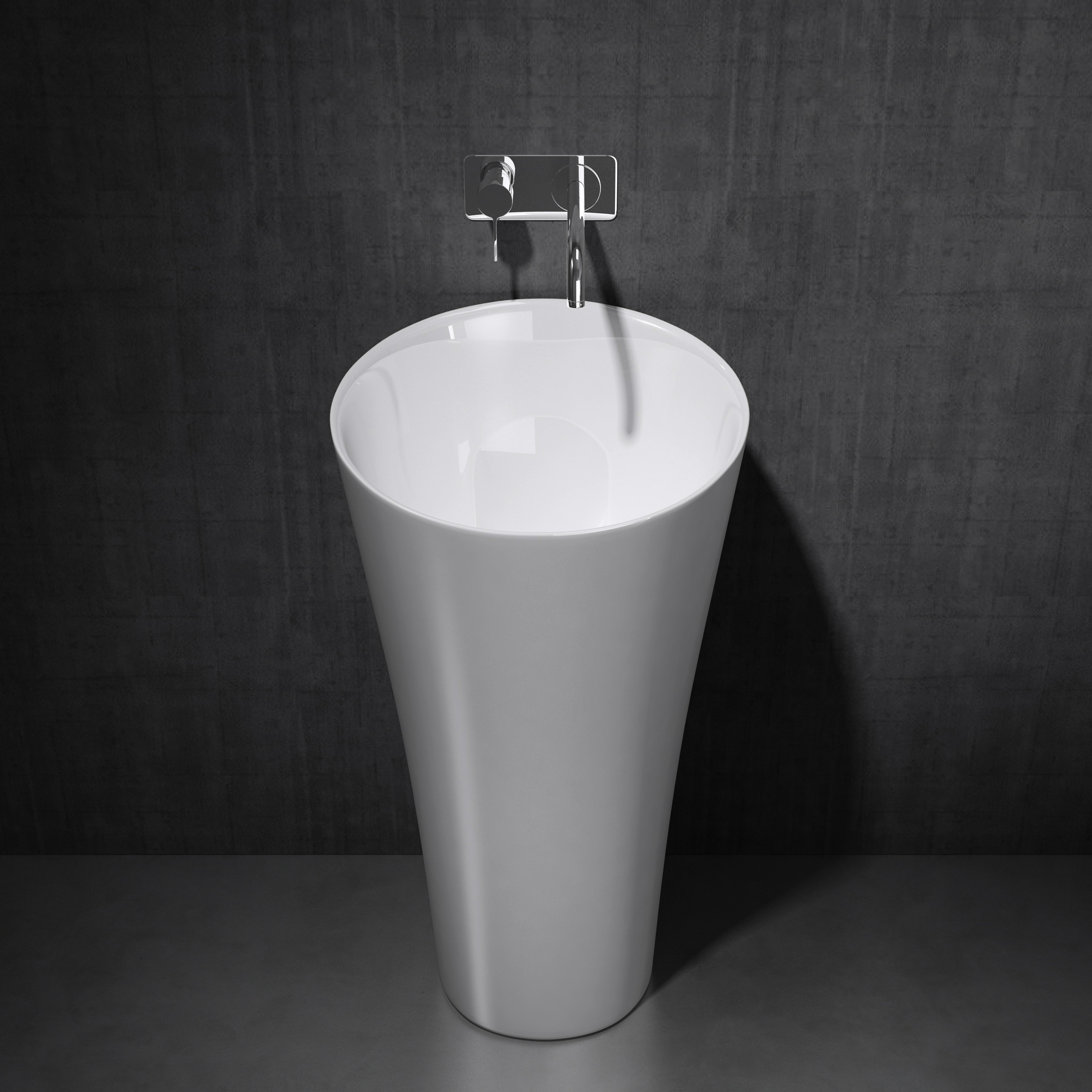 ADM Bathroom Freestanding Sink 24" X 16" DW-188W, Matte White Stone Resin Sink