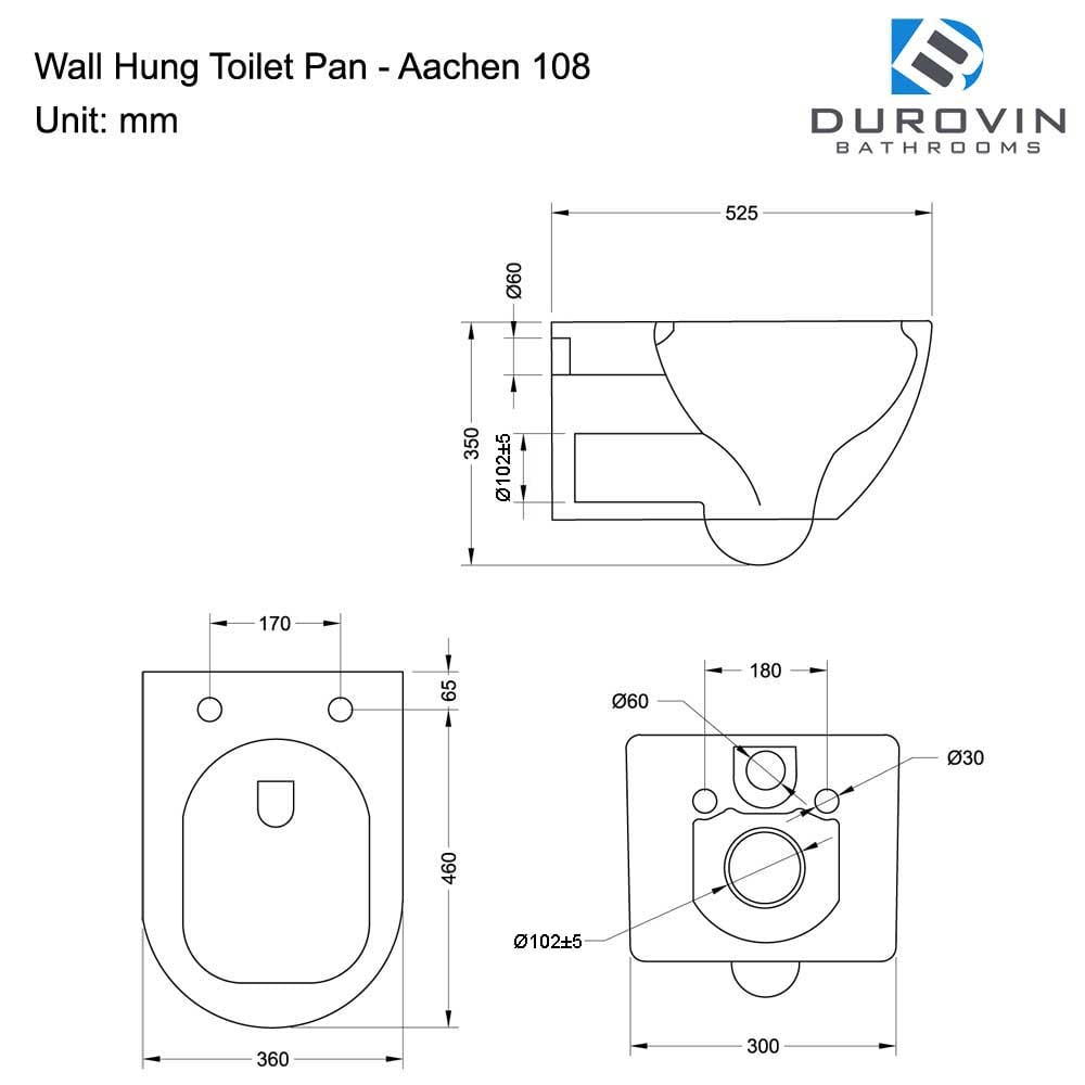 Wall Hung Toilet With Soft Close Seat Aachen 108