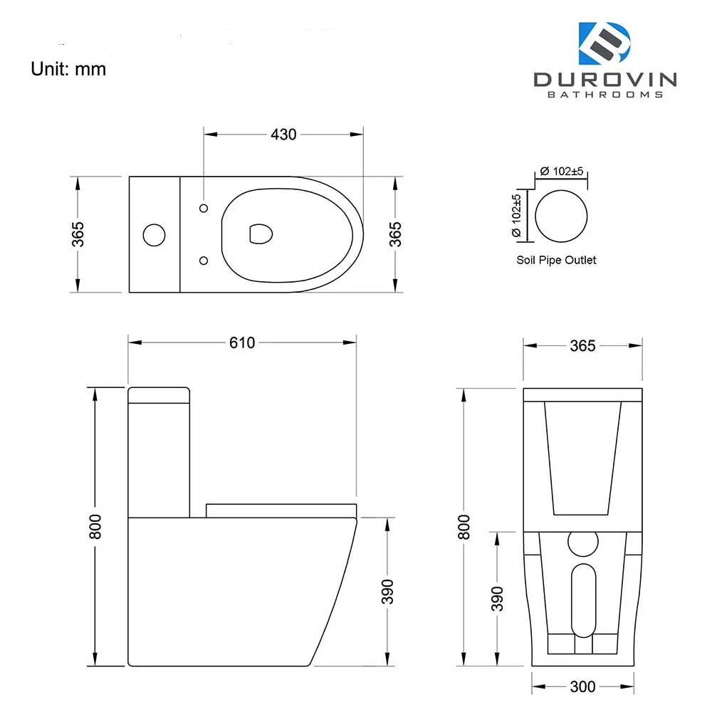 Modern Close Coupled Toilet and Cistern With Soft Close Seat