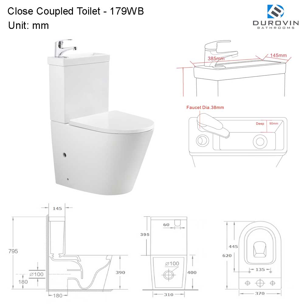 technical image for close Coupled Toilet With Sink in Cistern