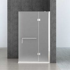 L Shape Frosted Hinged Door Shower Enclosure with Towel Rail Bar Handle - 8mm Safety Frosted Glass | Ravenna 4