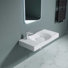 Wall Hung & Counter Top Stone Resin Rectangular Basin Concealed Waste Design 1000 x 480mm | Colossum 15L