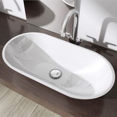 Counter Top Oval Stone Resin Basin 600 x 300mm Colossum 813 | Colossum 813