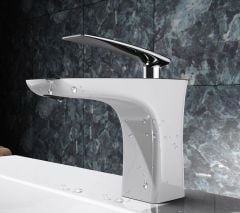 Chrome Bathroom Single Lever Ceramic Plated Brass Monobloc Mixer Basin Tap