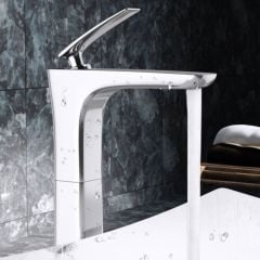 High Rise Single Lever Plated Brass Chrome Mixer Bathroom Basin Tap Second Image