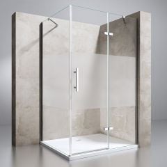 Frameless Frosted L Shape Rectangular Shower Enclosure With Frosted Shower Doors UK| Ravenna 28 Frosted