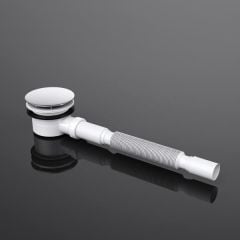 Chrome Shower Waste Trap with Extendable Flexible Pipe 90mm Fitting
