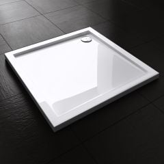 Lucia Range Square Shape Acrylic Shower Tray Free Waste Multiple Size Fourth