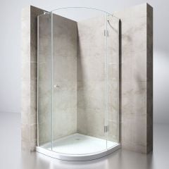 Quadrant Shower Enclosure Single Curved Hinged Door Corner Entry 8mm Safety Glass | Ravenna 6  (Left Hand Door Handle) 