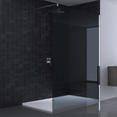 Wetroom Walk In Shower Screen 8mm Toughened Safety Glass Dark Grey Design