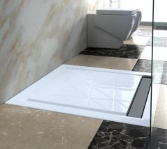 Stainless Steel Linear Walk-In Shower Drain With/Without Channel Tile Multiple Size QSG-1009