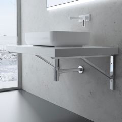 Triangular Stainless Steel Wall Mounted Mirror Finish Basin Shelf Brackets WH02