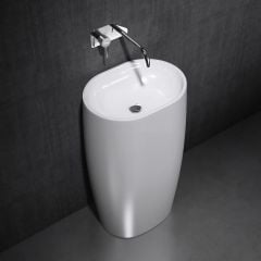 Stone Resin Pedestal Freestanding Oval Basin | Colossum 32