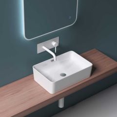 Counter Top Rectangle Ceramic Bathroom Basin Shallow 315 x 480mm | Bruessel 180c