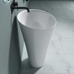 Stone Resin Pedestal Basin - Round Freestanding Bathroom Sink | Colossum 33