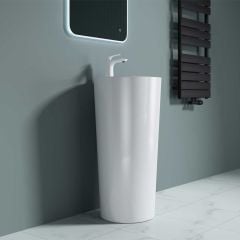 Stone Resin Pedestal Freestanding Round Basin | Colossum 35