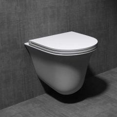 Wall Hung D Shape Toilet With Soft Close Seat - Open Flush Rim Aachen 3109