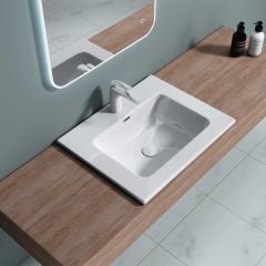 Semi Recessed Stone Resin Basin Cabinet Sink | Colossum 02