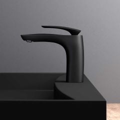 High Quality Bathroom Chrome Single Lever Monobloc Mixer Basin Tap - Basin Top - Matte Black