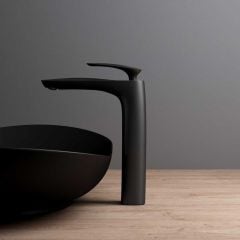 High Quality Bathroom Chrome Single Lever Monobloc Mixer Basin Tap - Counter Top - Matte Black