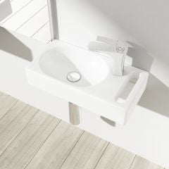 Small Cloakroom Ceramic Sink with Towel Rail 440 x 220mm | Brussel 3086
