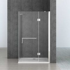 L Shape Hinged Door Shower Enclosure with Towel Rail Bar Handle - 8mm Safety Clear Glass | Ravenna 4