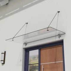 Glass Over Door Canopy | Stainless Steel Support Brackets & 13mm Thick Clear Safety Glass 