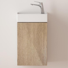 Durovin Bathrooms 400mm Wall Mounted Vanity Unit Include Basin - Soft Close Door - 710mm — 220mm(H-D)- Light Brown