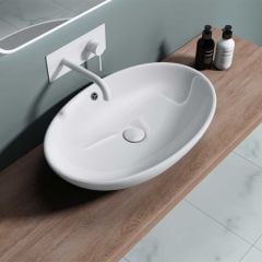 Counter Top Large Round Ceramic Bathroom Basin 630 x 420mm | Brussel 306