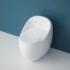 Modern Toilet Pan & Cistern in one Open Rim With Slim Soft Close Seat | Aachen 3088