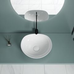 Ceramic Bathroom Basin Round Washing Bowl 420mm
