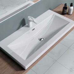 Semi Recessed Rectangular Stone Resin Basin 1000 x 480 x 130mm | Colossum 1 1000mm