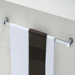 Contemporary Square Wall Mounted Chrome Bathroom Towel Rail 600mm Second Image