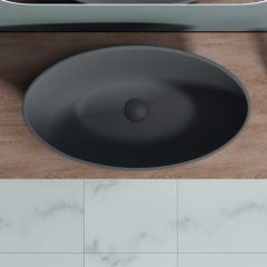 Counter Top Oval Deep Fill Stone Resin Basin 625 x 345mm Multiple Colours | Colossum 807