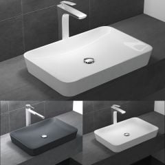 Counter Top Rectangular Stone Resin Bathroom Basin 600 x 400mm | Colossum 815