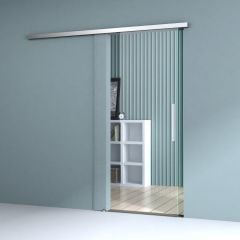 1025mm Interior Frameless Sliding Glass Door Clear Screen Round Handle