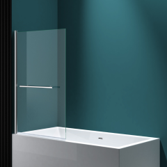 Durovin 1400 x 960mm Over Bath Shower Screen – 180° Pivot Glass Door  with Towel Rail