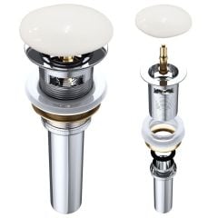 Round Slotted Sprung Plug Basin Waste with Ceramic Cover Cap First Image