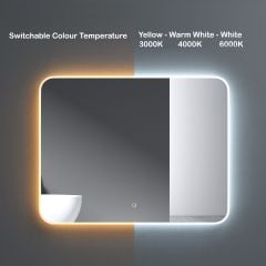 Wall Mounted Illuminated LED Bathroom Mirror Touch Sensitive Switch & Anti Fog | 900 x 700mm