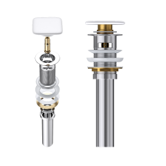 Square Slotted Sprung Plug Basin Waste with Ceramic Cover Cap HY-Pu03