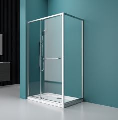 Inward Sliding Glass Door Shower Enclosure with Towl Rail Bar