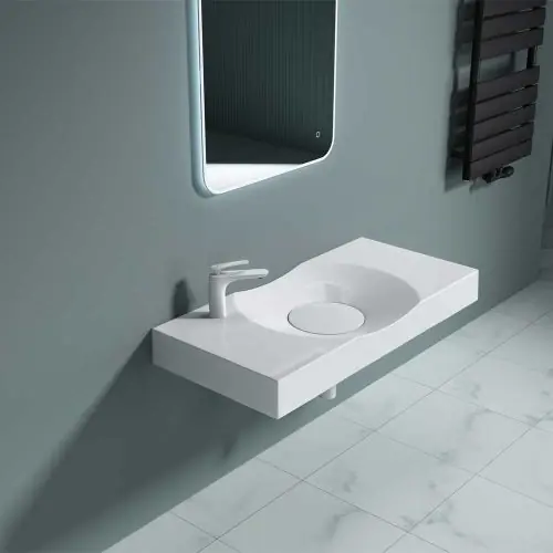 Wall Hung & Counter Top Stone Resin Rectangular Basin Concealed Waste Design 1000 x 480mm | Colossum 15L