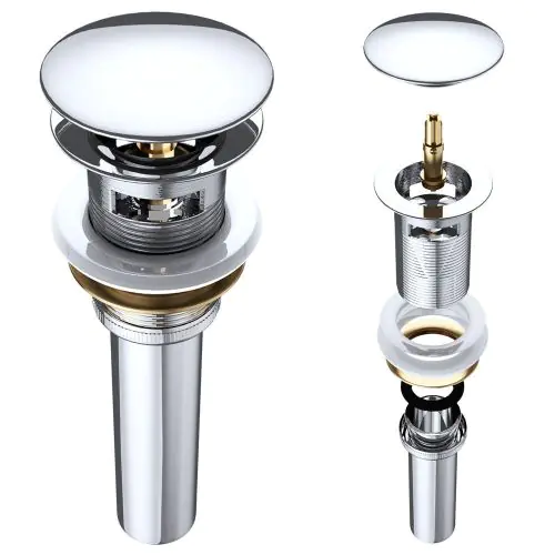 Chrome Slotted Basin Waste Removable Round Click Clack