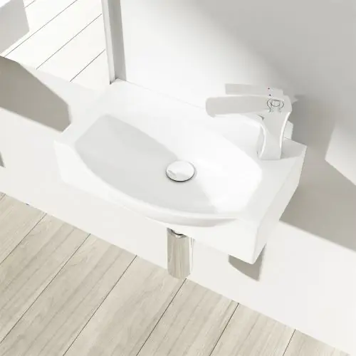 Mini Cloakroom Wall Hung Compact Ceramic Sink 400 x 280mm RH Tap| Bruessel 3084