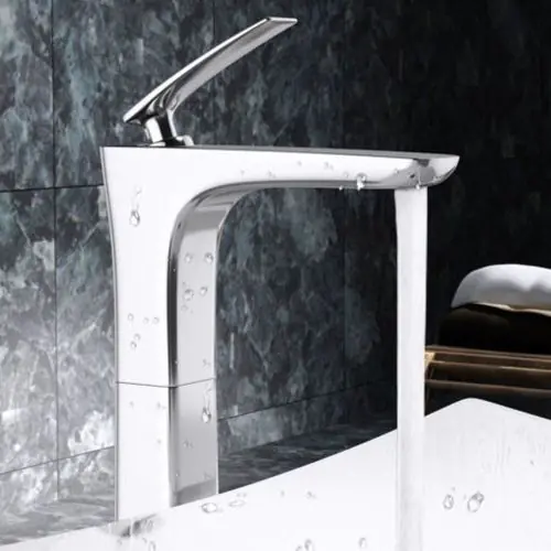 High Rise Single Lever Plated Brass Chrome Mixer Bathroom Basin Tap Second Image