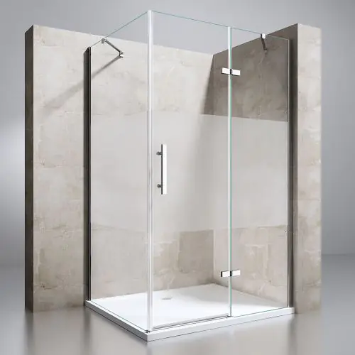 Frameless Frosted L Shape Rectangular Shower Enclosure With Frosted Shower Doors UK| Ravenna 28 Frosted