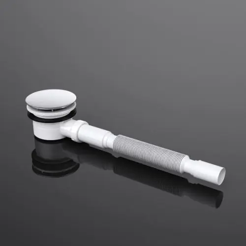 Chrome Shower Waste Trap with Extendable Flexible Pipe 90mm Fitting