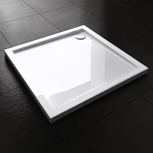 Lucia Range Square Shape Acrylic Shower Tray Free Waste Multiple Size Fourth