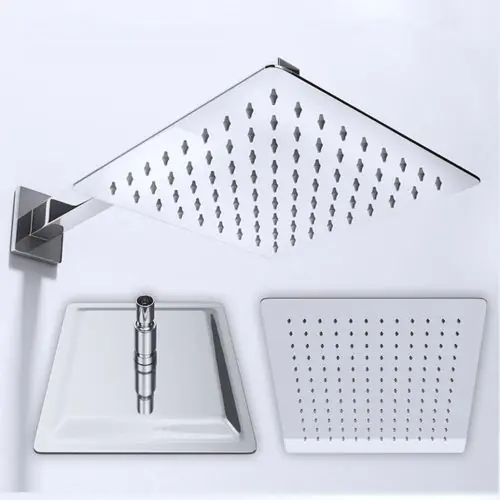 826W Square Ultra Thin Polished Chrome Shower Head 250mm