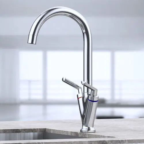 Dual Handle Thermostatic Hot Cold Mixer Basin Tap Long Neck